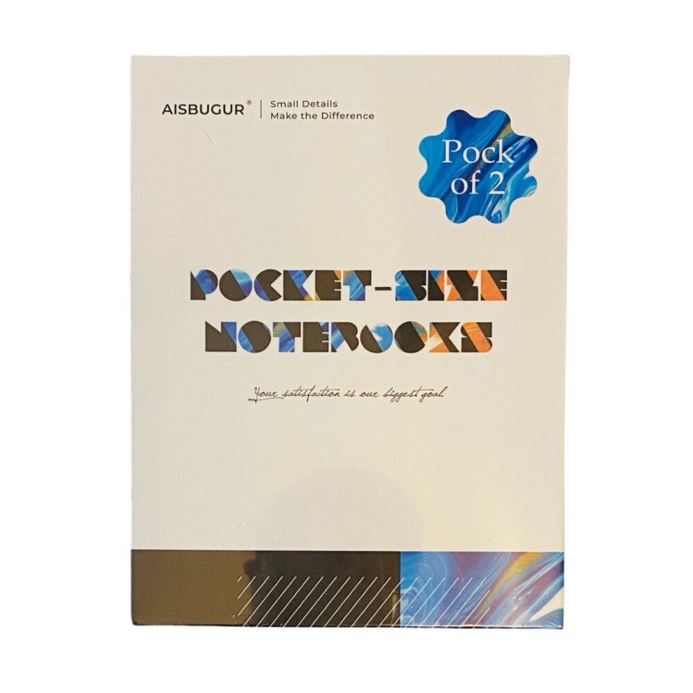 Pack of 2 | AISBUGUR Small Black "Pocket" Notebooks (3.7" x 5.7") | 320 Pages